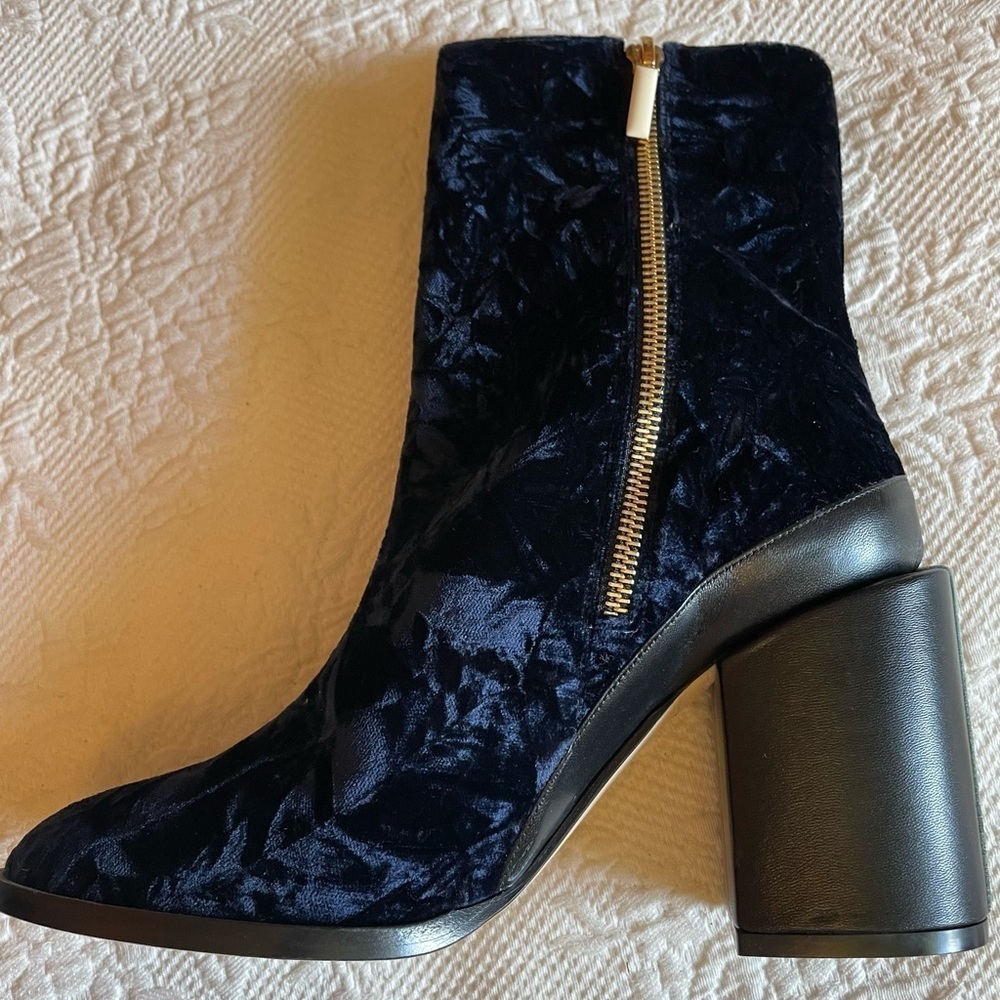 Dear Frances blue crushed velvet spirit boots. NWOT - Picture 2 of 8